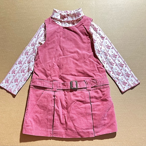 Janie and Jack Little Paris Jumper Dress with Floral Top Shirt - Picture 2 of 5